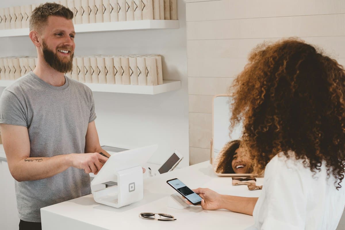 Paying with a card at a merchant