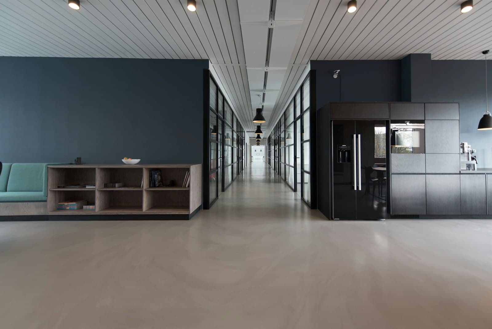 Bright modern office interior with glass walls
