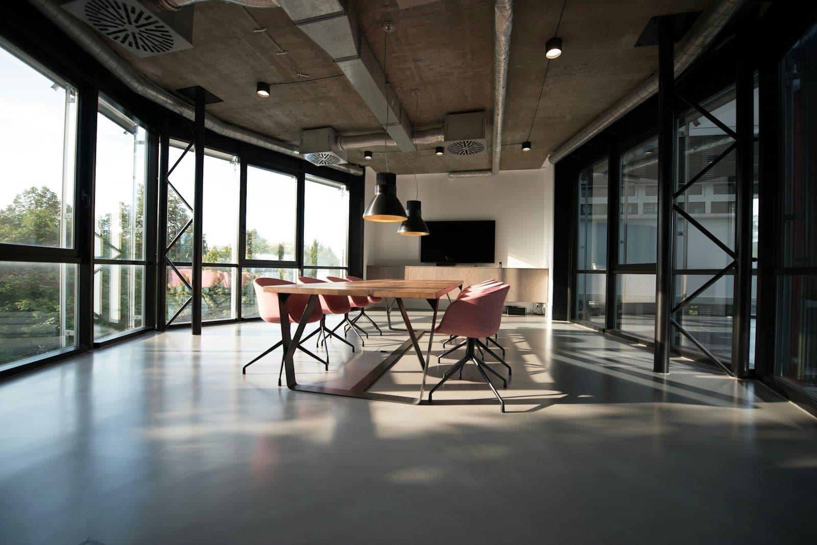 Modern office lobby and workspace